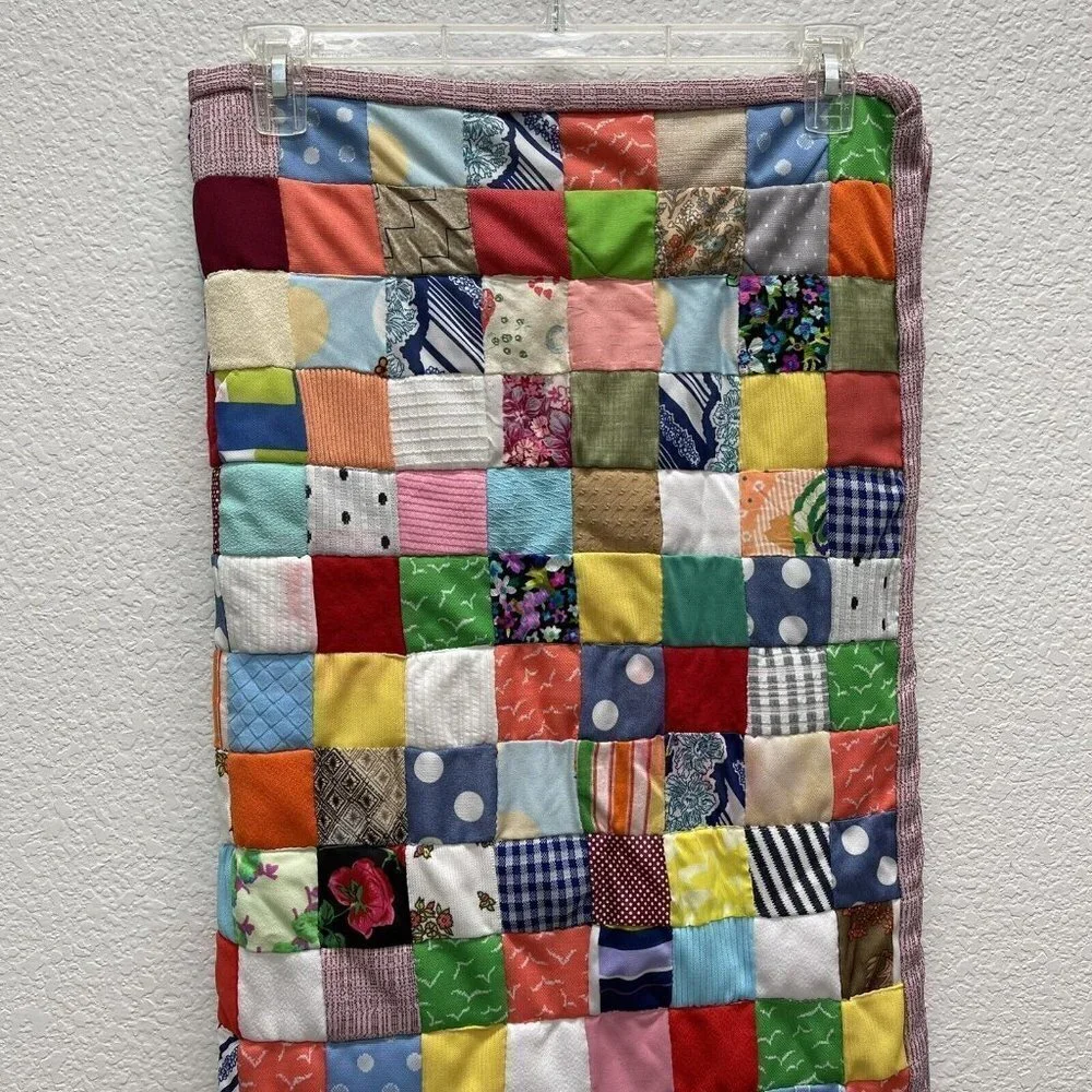 Vintage Quilt Mixed Fabrics Quilted 35